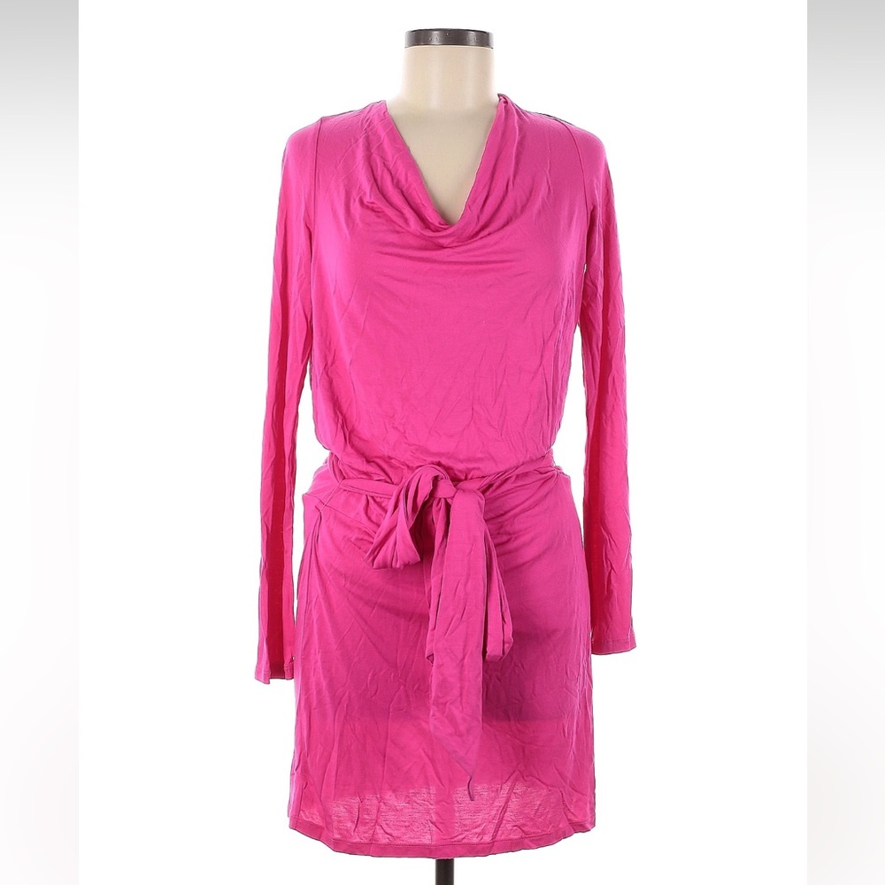 NWT HAUTE HIPPIE HOT Pink Long Sleeve Dress with Belt open back M medium
